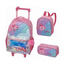Kit Mochila de Rodinhas + Lancheira + Estojo Lilica Ripilica Super Star PACIFIC