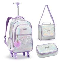 Kit Mochila de Rodinhas + Lancheira + Estojo Love Just DENLEX