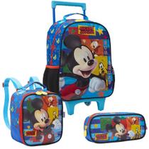 Kit Mochila De Rodinhas Lancheira Estojo Mickey Mouse Disney Kit Mochila De Rodinhas Lancheira Estojo Mickey Mouse Disney