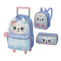 Kit Mochila de Rodinhas + Lancheira + Estojo Pack Me Husky Pacific