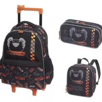 Kit Mochila de Rodinhas Lancheira Estojo Tigor T.Tigre Fast