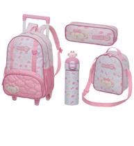 Kit Mochila de Rodinhas Lancheira GarrafaTérmica Estojo Lilica Ripilica Glow Pacific
