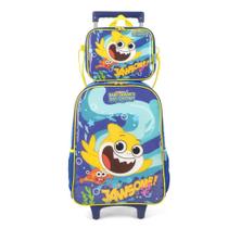 Kit Mochila de Rodinhas Lancheira Luxcel Baby Shark Amarelo