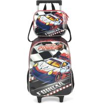 Kit Mochila de Rodinhas Lancheira Luxcel Força 4 Vermelho