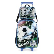 Kit Mochila de Rodinhas Lancheira Luxcel Futebol