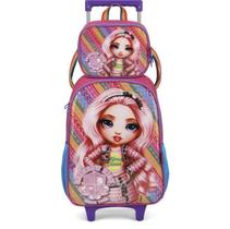 Kit Mochila de Rodinhas Lancheira Luxcel Rainbow High Pink Rosa