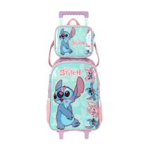 Kit Mochila de Rodinhas Lancheira Luxcel Stitch Verde Kit Mochila de Rodinhas Lancheira Luxcel Stitch Verde