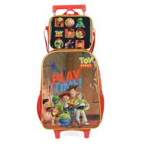 Kit Mochila De Rodinhas Lancheira Luxcel Toy Story Vermelho