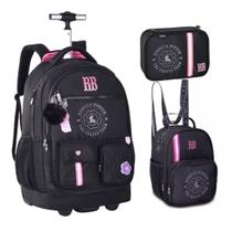 Kit Mochila de Rodinhas Lancheira Térmica e Estojo Box Rebecca Bonbon RB24544 - RB24550 - RB24549