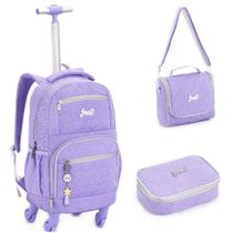 Kit Mochila de Rodinhas + Lancheira Térmica + Estojo Box Just DENLEX