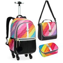 Kit Mochila de Rodinhas + Lancheira Térmica + Estojo Box Just Love DENLEX Kit Mochila de Rodinhas + Lancheira Térmica + Estojo Box Just Love DENLEX