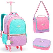 Kit Mochila de Rodinhas + Lancheira Térmica + Estojo Box Love Just Estrelas DENLEX Kit Mochila de Rodinhas + Lancheira Térmica + Estojo Box Love Just Estrelas DENLEX