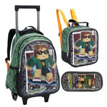 Kit Mochila de Rodinhas + Lancheira Térmica + Estojo Duplo Gamecraft DENLEX Kit Mochila de Rodinhas + Lancheira Térmica + Estojo Duplo Gamecraft DENLEX