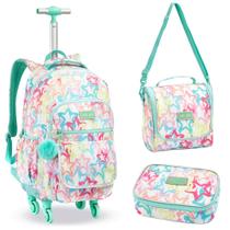 Kit Mochila de Rodinhas + Lancheira Térmica + Estojo Just Love DENLEX Estrelas Kit Mochila de Rodinhas + Lancheira Térmica + Estojo Just Love DENLEX Estrelas