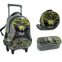 Kit Mochila de Rodinhas + Lancheira Térmica + Estojo Morcego Hero DENLEX