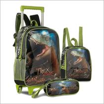 kit Mochila de Rodinhas + Lancheira Térmica + Estojo Trex Attack - Clio kit Mochila de Rodinhas + Lancheira Térmica + Estojo Trex Attack - Clio