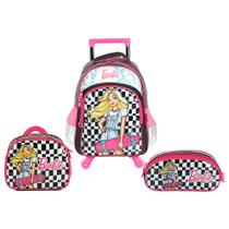 Kit Mochila De Rodinhas LED Lancheira Estojo Barbie Fashion