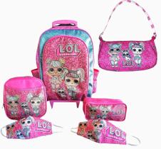 Kit mochila de rodinhas LOL Surprise infantil escolar meninas rosa baguete Kit mochila de rodinhas LOL Surprise infantil escolar meninas rosa baguete