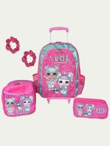 Kit mochila de rodinhas lol surprise infantil escolar rosa meninas lancheira estojo