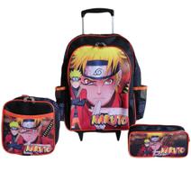 Kit mochila de rodinhas naruto infantil escolar meninos desenho anime bolsa aulas