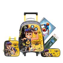 Kit Mochila de Rodinhas Natan Por Aí Escolar Meninos Lancheira Téremica Estojo