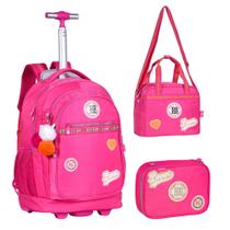 Kit Mochila de Rodinhas Oficial REBECCA BONBON RB24008 Rosa
