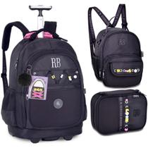 Kit Mochila de Rodinhas Rebecca Bonbon Coleção Beaded Fun Estilo Artesanal Original Lancheira Térmi