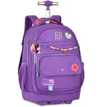 Kit Mochila de Rodinhas Rebecca Bonbon Color Pop Miçangas com Estojo box Roxo