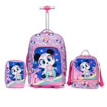 Kit Mochila De Rodinhas Reforçada Infantil Escolar Lancheira
