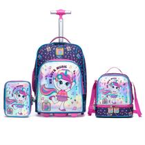 Kit Mochila de Rodinhas Reforçada Infantil Escolar Lancheira Estojo Kit Mochila de Rodinhas Reforçada Infantil Escolar Lancheira Estojo