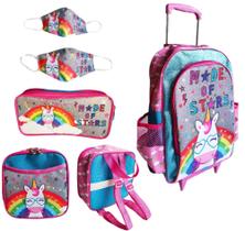 Kit mochila de rodinhas skye escolar infantil meninas brilho moda feminina volta as aulas Kit mochila de rodinhas skye escolar infantil meninas brilho moda feminina volta as aulas