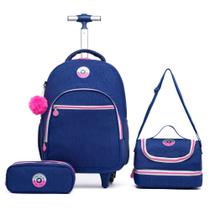 Kit Mochila De Rodinhas Spector Escolar Resistente Juvenil Feminina