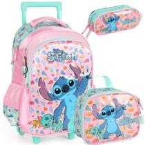 Kit Mochila De Rodinhas Stitch Disney Luxcel Ic41552Sc Rosa