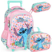 Kit Mochila de Rodinhas STITCH DISNEY Luxcel IC41552SC Rosa Kit Mochila de Rodinhas STITCH DISNEY Luxcel IC41552SC Rosa