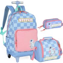 Kit Mochila de Rodinhas STITCH DISNEY Luxcel MC47736SC Azul