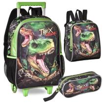 Kit Mochila De Rodinhas T-rex Attack Verde Clio Tx3460k