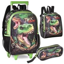 Kit Mochila De Rodinhas T-Rex Attack Verde Clio Tx3460K Kit Mochila De Rodinhas T-Rex Attack Verde Clio Tx3460K