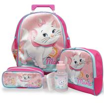 Kit Mochila de Rodinhas Tam M Lancheira e Estojo Marie