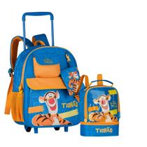 Kit Mochila De Rodinhas Tigre Tigrão Lancheira Com Dois Compartimentos Ideal Para Escola Infantil Disney Licenciado Clio