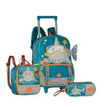 Kit Mochila de Rodinhas Tubarão Lancheira Térmica Estojo Escolar Infantil Menino Kit Mochila de Rodinhas Tubarão Lancheira Térmica Estojo Escolar Infantil Menino
