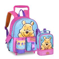 Kit Mochila de Rodinhas Ursinho Pooh + Lancheira Térmica - Winnie Disney Infantil - Clio