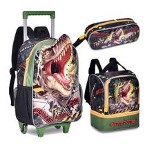 Kit Mochila Dino T Rex Dinosauro Infantil Lancheira Estojo
