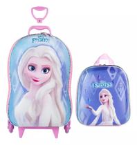 Kit mochila diplomata 3d frozen com lancheira