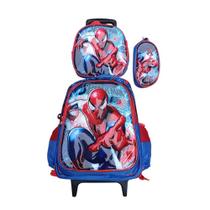 Kit Mochila do Homem Aranha em 3D com Rodinhas + Lancheira Térmica + Estojo Escolar Infantil Kit Mochila do Homem Aranha em 3D com Rodinhas + Lancheira Térmica + Estojo Escolar Infantil