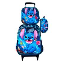 Kit Mochila do Stitch Infantil com Rodinhas + Lancheira Térmica + Estojo Escolar Kit Mochila do Stitch Infantil com Rodinhas + Lancheira Térmica + Estojo Escolar