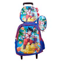 Kit Mochila Dragon Ball 3D com Rodinhas + Lancheira Térmica + Estojo Escolar Infantil Kit Mochila Dragon Ball 3D com Rodinhas + Lancheira Térmica + Estojo Escolar Infantil