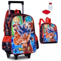 Kit Mochila Dragon Ball Goku 2 em 1 Rodinha Tam G Lancheira