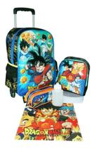 Kit Mochila Dragon Ball Z Goku Rodinhas Lancheira Estojo G Kit Mochila Dragon Ball Z Goku Rodinhas Lancheira Estojo G