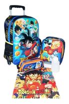 Kit Mochila Dragon Ball Z Goku Rodinhas Lancheira Estojo G Kit Mochila Dragon Ball Z Goku Rodinhas Lancheira Estojo G