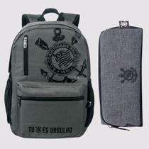 Kit Mochila e Estojo Corinthians Cinza Kit Mochila e Estojo Corinthians Cinza